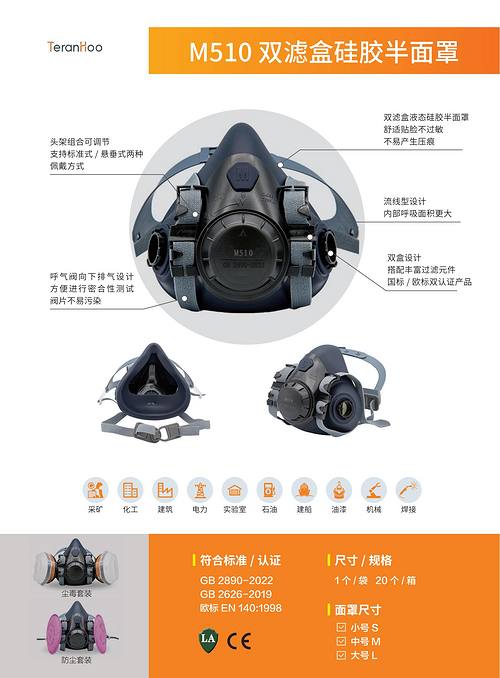 M510 双滤盒硅胶半面罩