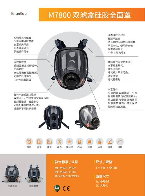 M7800 双滤盒硅胶全面罩